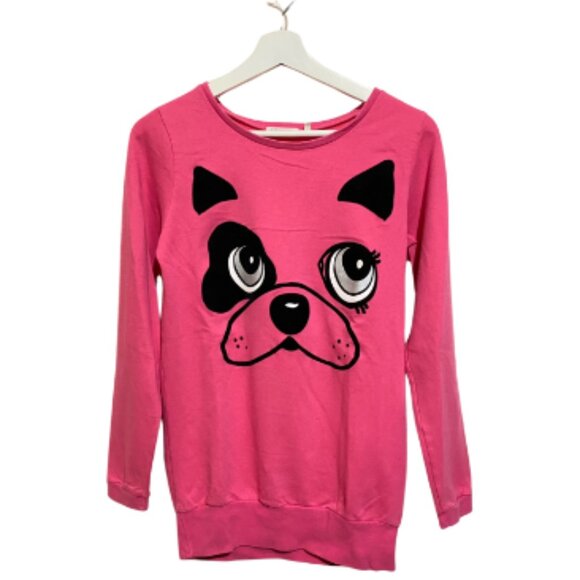 H&M Women's Hot Pink Dog Face Sweater Size Medium - Picture 1 of 5